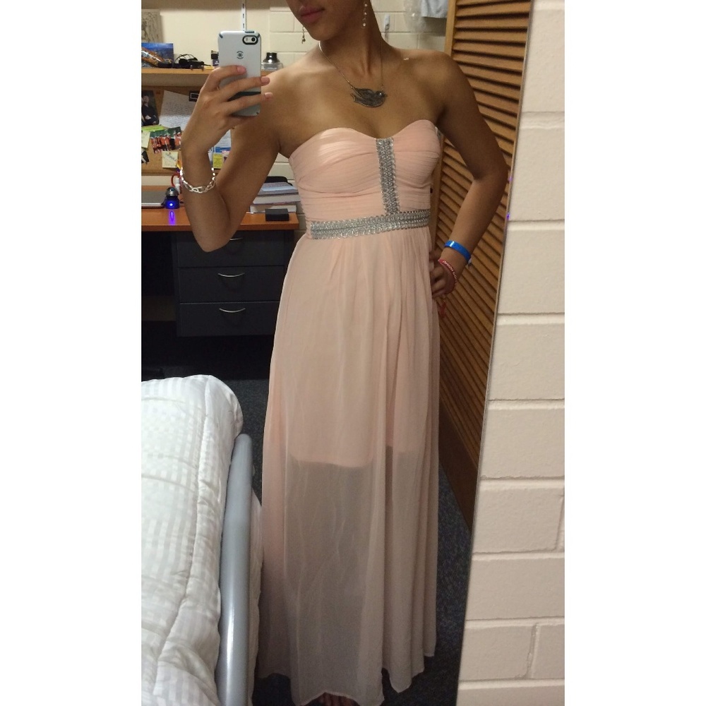 Strapless pink gown